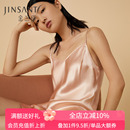 金三塔真絲睡裙絲滑100%桑蠶絲性感吊帶裙睡衣女簡約純色家居服