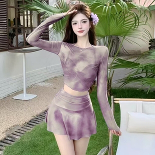 分體三件套小胸聚攏度假高級感溫泉游泳裝 裙式 爆款 泳衣女2025新款