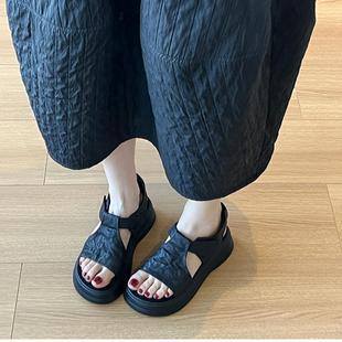 軟底不累腳百搭復古休閑戶外羅馬鞋 新款 女 女夏季 現貨增高厚底涼鞋