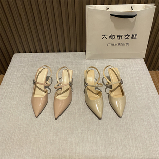 一字帶涼鞋 法式 百搭性感外穿法式 女2025年新款 氣質尖頭細跟高跟鞋