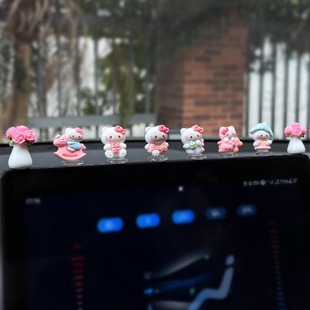 可愛凱蒂貓kt貓車載擺件汽車電動車小擺件車內飾品汽車中控臺裝 飾