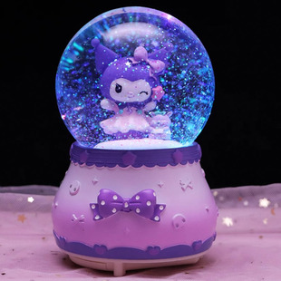 庫洛米水晶球音樂盒女孩子兒童生日禮物網紅小海貍飄雪八音盒擺件