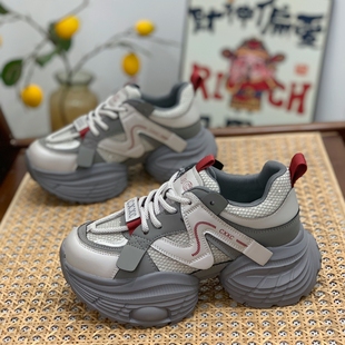 輕便復(fù)古運(yùn)動(dòng)鞋 小個(gè)子厚底增高6cm真皮熊貓老爹鞋 女2025春秋新款