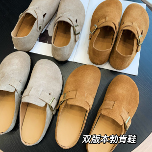 勃肯鞋 新款 女拖鞋 春夏頭層牛皮一腳蹬單鞋 平底大頭鞋 洋氣好穿