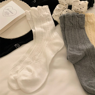 短裙 薄款 滿分穿搭 甜美花邊中筒襪女生夏季 堆堆襪 小網(wǎng)眼