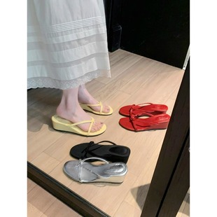夏季 葡萄媽studiolee 夾趾仙女風外穿細帶坡跟涼拖鞋 法式 跟高6cm