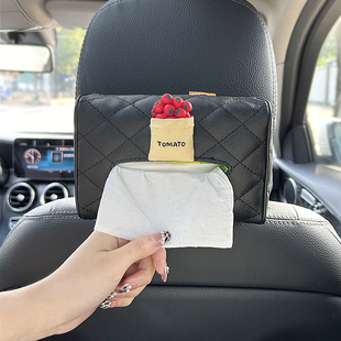 車載紙巾盒創意可愛扶手箱抽紙盒汽車遮陽板掛式 高級感車內飾用品