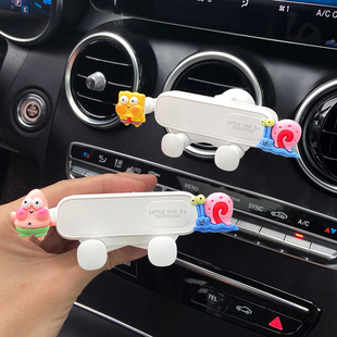 汽車手機支架卡通可愛女生新款 車載導航專用固定支撐架車內出風口
