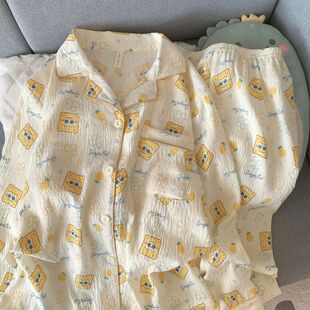 薄款 長褲 可愛公主風家居服兩件套夏 長袖 云朵棉紗睡衣女春秋季