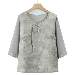 媽媽衣服夏季 專柜老年人夏裝 上衣中老年女裝 奶奶裝 老太太小 女襯衫