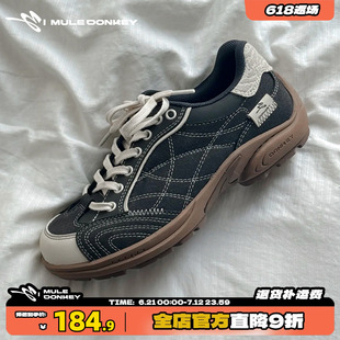 運(yùn)動(dòng)賽車鞋 多嘴驢Donkey黑色德訓(xùn)鞋 女原創(chuàng)小眾復(fù)古百搭休閑登山鞋