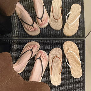 簡(jiǎn)約百搭配裙子平底夾腳海邊沙灘涼拖鞋 人字拖鞋 女夏外穿2025新款