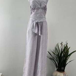 余單 套裝 夏季 掛脖闊腿長褲 重工刺繡花時(shí)尚 外貿(mào)出口