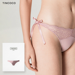 透氣蝴蝶結綁帶內褲 優雅性感低腰女士蕾絲三角褲 3條裝 TINCOCO