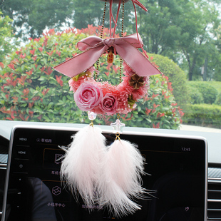 汽車香薰掛件女香薰高級感diy永生花裝 飾汽車內飾后視鏡掛件車用