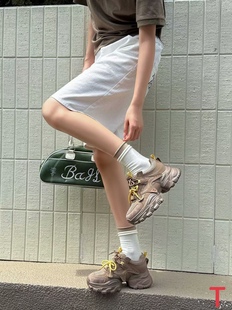 女2025新款 厚底增高輕便運動鞋 鞋 炸街老爹鞋 子春季 米詩思休閑鞋