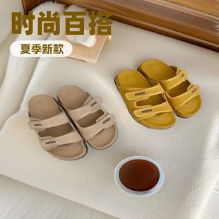 防滑透氣外穿真皮女鞋 博肯拖鞋 新款 2025夏季 透氣輕便魔術(shù)貼MI 涼鞋