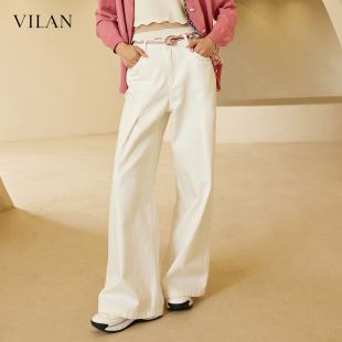 女秋季 牛仔褲 新款 時(shí)尚 vilan 氣質(zhì)高腰顯瘦直筒長(zhǎng)褲 慧蘭專柜款