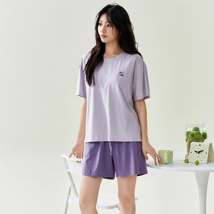 短褲 短袖 圓領純棉家居服女可外穿 2025新款 安之伴帶胸墊睡衣女夏季