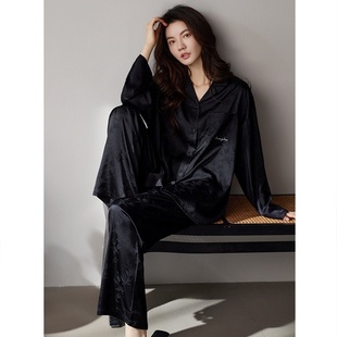 薄款 維多利亞睡衣女春秋款 夏季 秋季 真絲綢輕奢風(fēng)家居服 桑蠶絲長袖