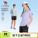 跑步瑜伽健身兩件套男 速干T恤透氣短褲 駱駝運動套裝 女士2025夏季