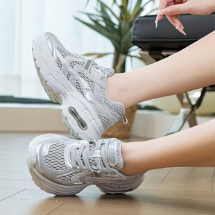 松糕厚底老爹鞋 女2025春夏單網透氣百搭輕底6CM運動休閑水鉆潮鞋