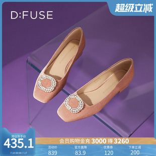軟底 女奶奶鞋 Dfuse方頭平底鞋 鉆扣單鞋