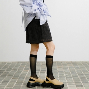 單鞋 女鞋 懶人復古厚增高日系包頭拖休閑單鞋 KBF簡約小眾高級感