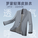 防曬西服夏薄款 羅蒙男士 商務百搭外套男UPF50 冰絲涼感華夫格