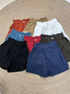 新款 花社正品 夏裝 薄料舒服 5958做舊純亞麻短褲