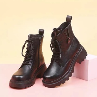 側(cè)拉鏈馬丁靴短靴 2345080秋冬新款 頭層牛皮 跟高5cm 商場(chǎng)品牌