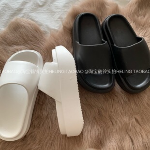 增高涼拖鞋 厚底 INS網紅爆款 溫柔至白 女外穿沙灘一字拖夏 輕便