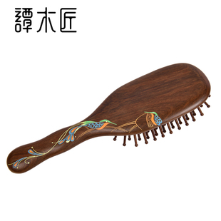 譚木匠正品 氣囊氣墊按摩護發木梳禮盒翠屏頭皮經絡女士卷發按摩梳