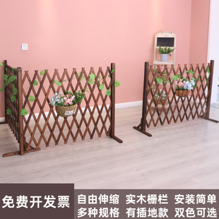 戶外防腐木柵欄伸縮圍欄網格花園寵物隔斷裝 飾室外護欄庭院木籬笆