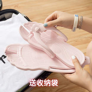搭扣出差時(shí)尚 沙灘鞋 情侶款 旅游按摩拖鞋 折疊方帶便攜式 浴室新款