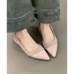 晚晚尖頭淺口配裙子單鞋 法式 子2025年春夏新款 仙女鞋 小眾包頭涼鞋