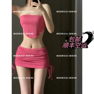 Mosricci彭十六elf同款 純欲風抹胸比基尼分體泳衣女三件套顯白