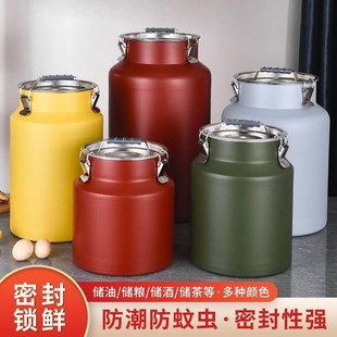 不銹鋼米桶防蟲防n潮密封罐新款 密封面桶家用茶葉罐大容量
