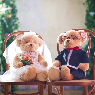 壓床娃娃一對結婚新婚禮物高檔新款 大號毛絨玩具公仔情侶泰迪熊