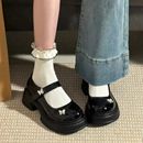 春夏配裙子白色復(fù)古日系jk圓頭粗跟小皮鞋 厚底瑪麗珍鞋 女2025新款
