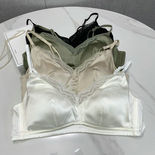 裸感雙面真絲 抹胸背心女 桑蠶絲無(wú)鋼圈無(wú)痕內(nèi)衣蕾絲花邊文胸薄款
