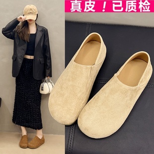 軟底豆豆鞋 意爾康內增高勃肯鞋 一腳蹬懶人樂福鞋 2025年新款 女夏季