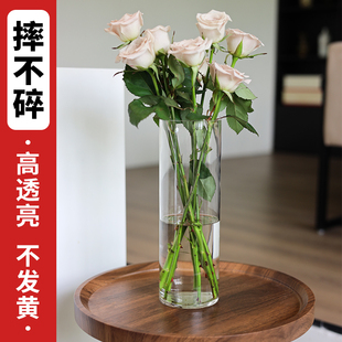 亞克力防摔花瓶擺件客廳插花透明富貴竹水培器皿輕奢高級感醒花桶