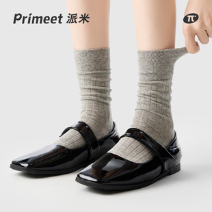 miu系中筒襪2025新款 灰色襪子女款 白色堆堆襪搭配小皮鞋 薄款 夏季