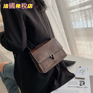 法國專柜正品 女包名牌真皮鏈條包單肩斜挎包簡約復古小方包 MKBM