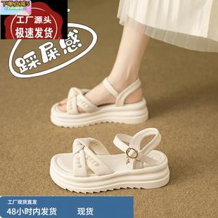 海邊沙灘鞋 涼鞋 厚底休閑百搭軟底仙女風(fēng)配裙子時(shí)尚 新款 女2025夏季