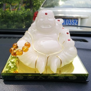 廠家直銷汽車香水座 漢白玉特大拉絲變色佛車載擺件.3 萬事如意