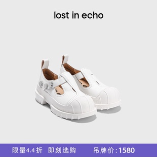 echo設計師品牌交疊鞋 lost 舌鉚釘獵鴨貝殼頭厚底 斷碼