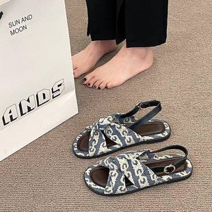 海邊拖鞋 法式 網紅百搭平底外穿沙灘鞋 女仙女風2025年夏春新款 涼鞋