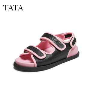 新款 TATA 百搭女休閑涼鞋 勃肯鞋 GUM01BL5奧萊 他她2025夏時尚